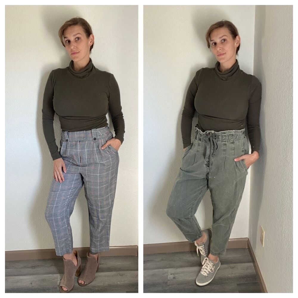 Loft Ribbed Turtleneck Shirt Long Sleeves XS Stretch Olive Green